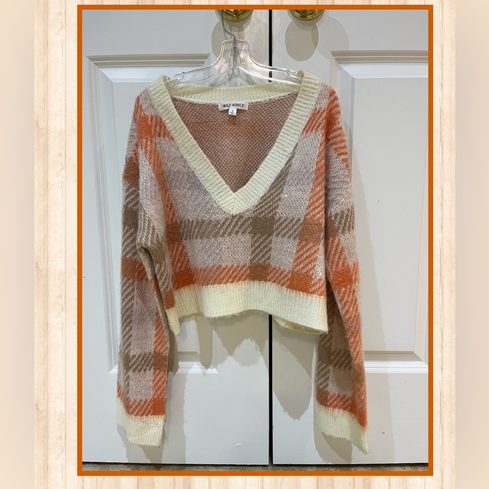 Wild Honey cropped V-neck sweater